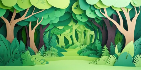 Poster - Lush green trees in a tranquil forest setting within a natural park, Lush green trees in a peaceful forest environment