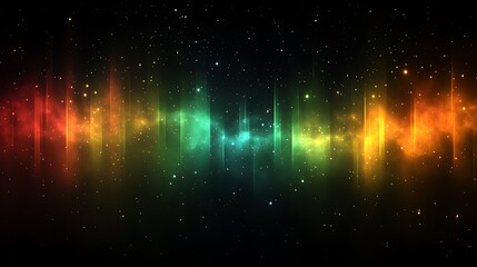 Poster - Abstract background with glowing streaks of light and stars in a dark sky.