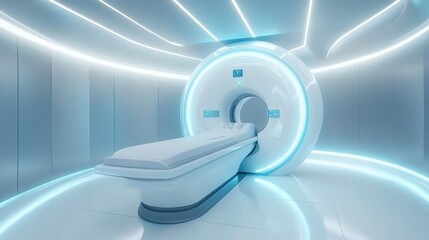 Aufkleber - Futuristic Medical Imaging Machine with Illuminated Interior