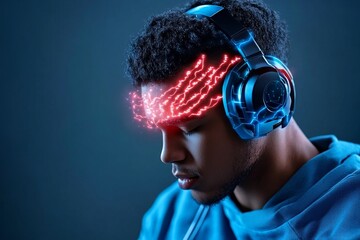 Aufkleber - Hackerâ€™s tools are advanced neural interfaces, allowing direct brain-to-network interaction, with glowing lines of code flowing directly from their mind into the digital space
