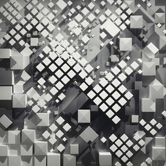 Vector Abstract geometric shape from gray cubes. White squares