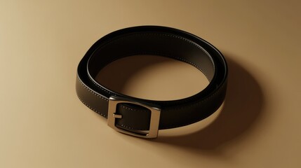 Black Leather Belt on a Soft Background