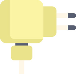 Poster - yellow phone charger adaptor with two pins is connecting to charge a phone or other device