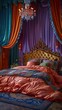 © The Singularity - Luxurious Bedroom Interior Design with Ornate Bed and Chandelier