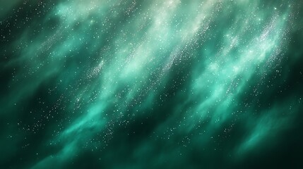 Poster - Abstract green and white nebula background with sparkling stars.