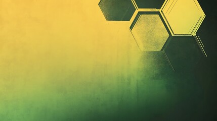 Poster - Abstract green and yellow background with hexagonal shapes.