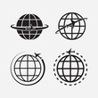 © Aisha - Print Globe and airplane icon set vector isolated on white background