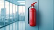© Rossarin - A red fire extinguisher mounted on a wall in a modern office space, symbolizing safety and fire prevention.
