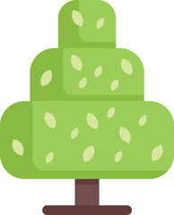 Poster - green tree growing with lush crown and brown trunk simple style vector illustration on white backgro