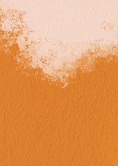 Abstract orange color and ivory brush stroke painting on paper background for decoration on Thai tea, summer, autumn and citrus fruit concept.