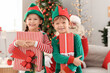 © Pixel-Shot - Little elves with Christmas gifts at home