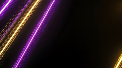 Diagonal lines of glowing purple and gold light on black background.