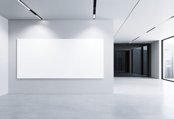 Contemporary Exhibition Room with Blank White Display Board. Made with Generative AI Technology