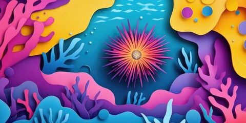 Poster - Sea urchin found in tidal rock pool, Tidal rock pool with sea urchin