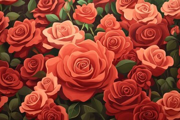 Festive backdrop for a greeting card featuring a vibrant bouquet of fresh red roses, Festive background with bright bouquet of fresh red roses