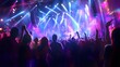 © rehan - Crowd Silhouettes Dancing in a Concert Venue with Blue and Purple Stage Lights
