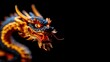 © lertsakwiman - Vibrant dragon sculpture, detailed design on black background.
