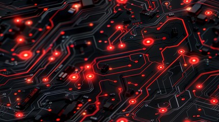 Poster - Black and Red Electronic Circuit Pattern Design