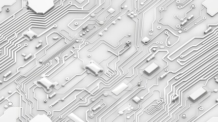 Poster - Abstract Seamless White Electronic Circuit Pattern
