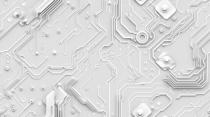 Poster - White Seamless Electronic Circuit Pattern Design