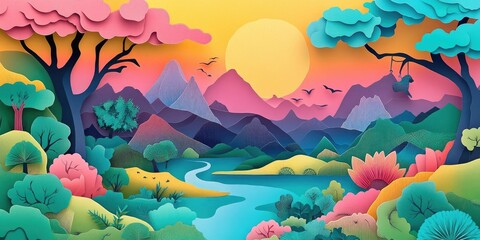 Poster - Scenic view of a national park showcasing natural beauty and diverse landscapes, Scenic view of a park showcasing natural beauty and diverse landscapes