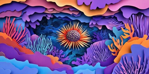 Poster - Sea urchin found in tidal rock pool, Tidal rock pool with sea urchin