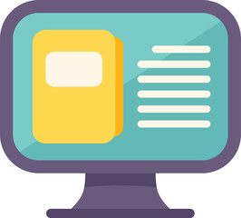 Poster - Icon of a computer displaying a digital book, representing online education and digital learning resources
