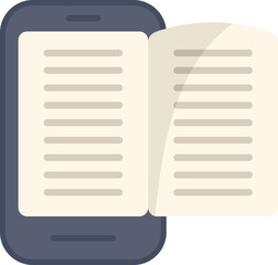 Poster - this vector illustration features a smartphone displaying an open book, representing e learning, dig