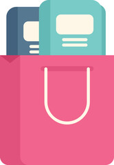 Poster - This flat vector illustration shows a pink shopping bag holding two gift boxes, ideal for retail and marketing themes