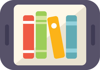 Poster - colorful e books are displayed on a smartphone screen, representing the concept of digital reading