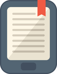 Poster - stylized digital tablet is displaying an open e book with a red bookmark