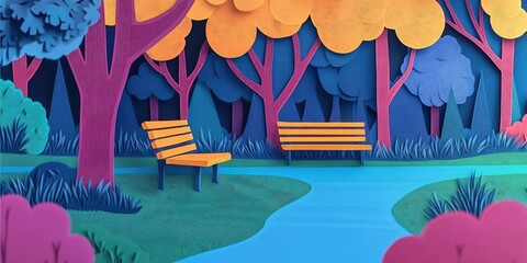 Poster - Afternoon in a community park, Afternoon in a public park