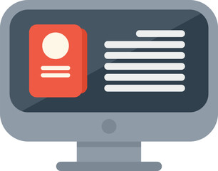 Poster - this vector illustration showcases the concept of online education with a computer displaying a digi