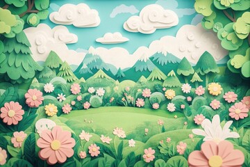 Poster - Public park with lush greenery and vibrant flowers, offering a serene environment for relaxation and leisure activities
