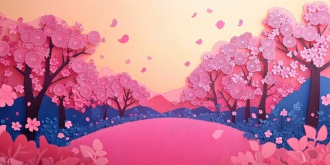 Poster - Cherry Blossoms in a Serene Garden Setting, Cherry Blossoms in a Peaceful Garden