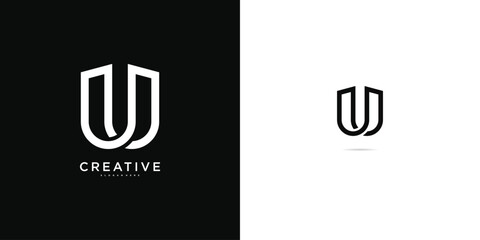 Poster - Initial letter U logo with abstract lines and shapes. Premium Vector