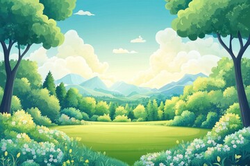 Poster - Public park with lush greenery and vibrant flowers, offering a serene environment for relaxation and leisure activities