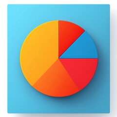 Colorful pie chart graphic on a blue background, perfect for presentations and data visualization.