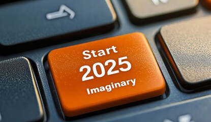 Close-up view of computer keyboard highlighting year 2025