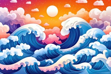Aufkleber - Ocean waves background image, Ocean waves backdrop