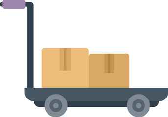 Poster - this vector illustration shows a warehouse hand truck carrying cardboard boxes, ideal for themes of 