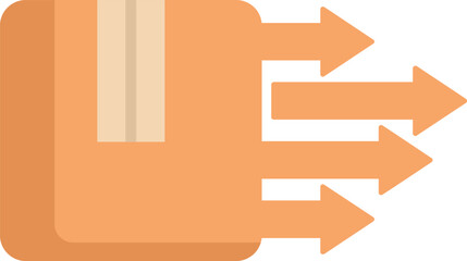 Poster - Simple icon representing a cardboard box with arrows coming out of it, ideal for representing fast delivery service