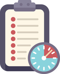 Poster - time management concept clipboard with checklist and clock speedometer symbolising fast time plannin