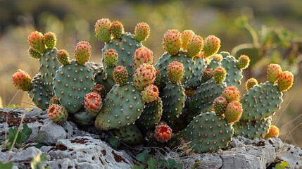 Wall Mural - Close-Up of a Prickly Pear Cactus in Bloom