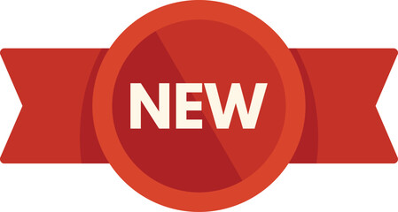 Aufkleber - red round new label with ribbon is illustrating new arrival or latest product