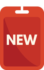 Poster - red tag announcing new product arrival, hanging with string