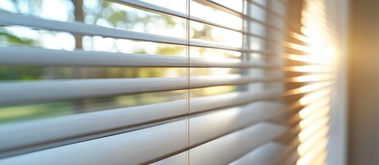 Canvas Print - Sunlight streaming through window blinds.