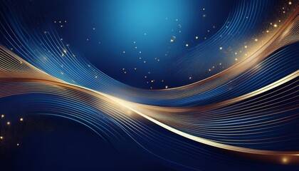 Poster - Blue luxury background with golden line decoration