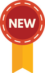 Poster - red round new label with yellow ribbon is showing latest product or service in stock