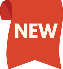 Poster - red ribbon is showing the word new for product launch or promotion